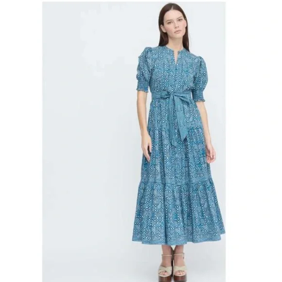 Hill House the Yara Dress in Calico Trellis - Picture 5 of 16